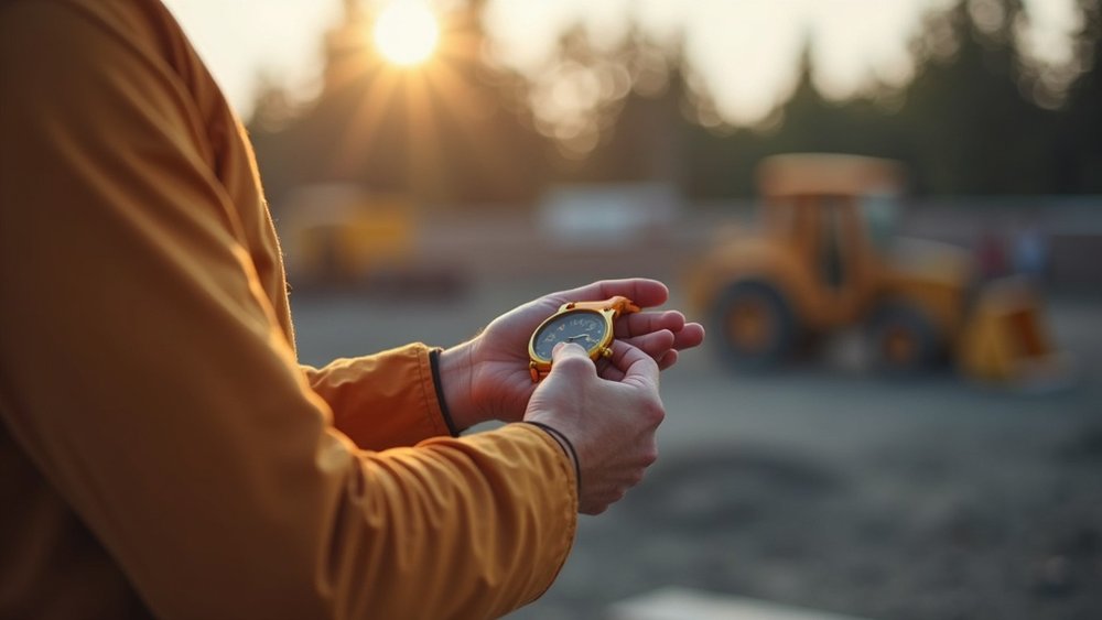 Foreman checking his watch at a job site — flexible schedule conversation and trades employee retention